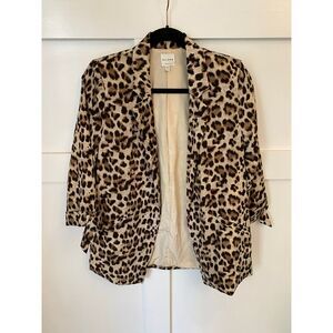 Ellison animal printed collared 3/4th sleeves open front blazer‎
